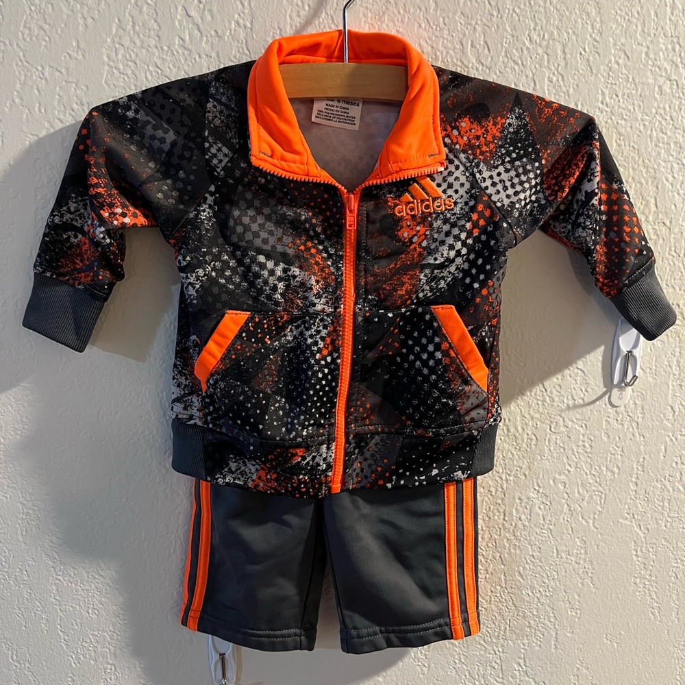 Adidas 6mos Orange and Grey Track Suit